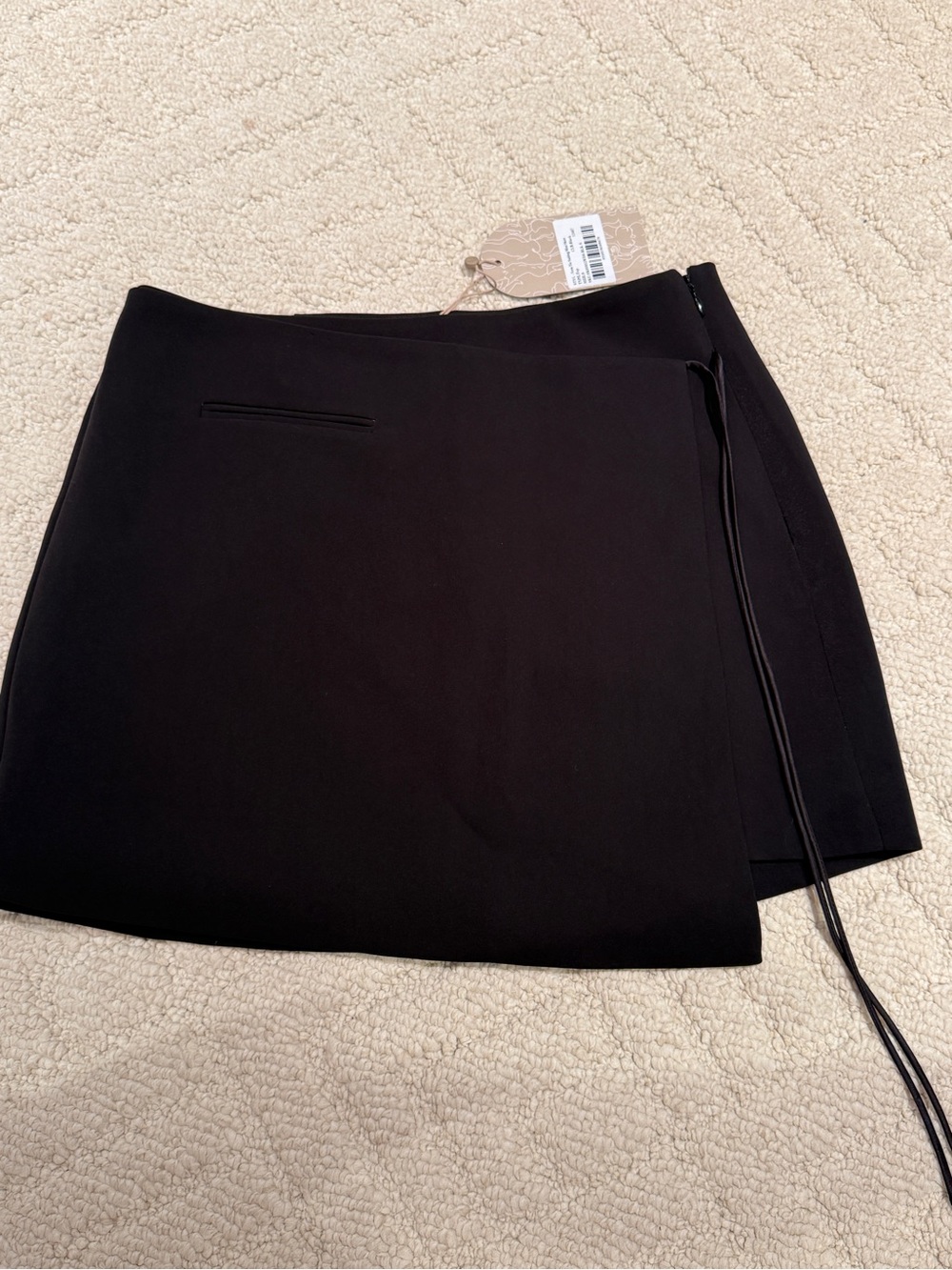 MESHKI Yvette Tie Suiting Mini Skirt Black Size S NWT